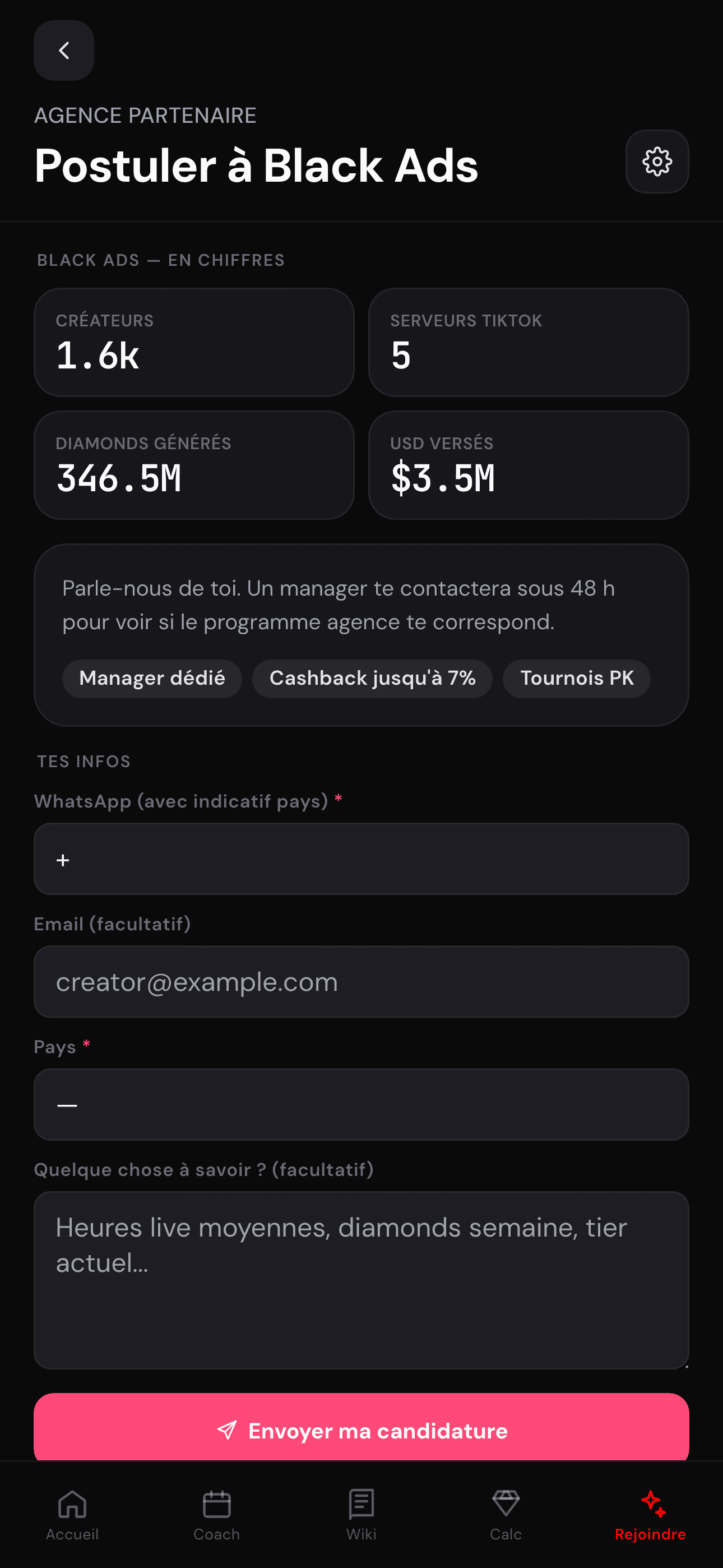 Stats agence + candidature