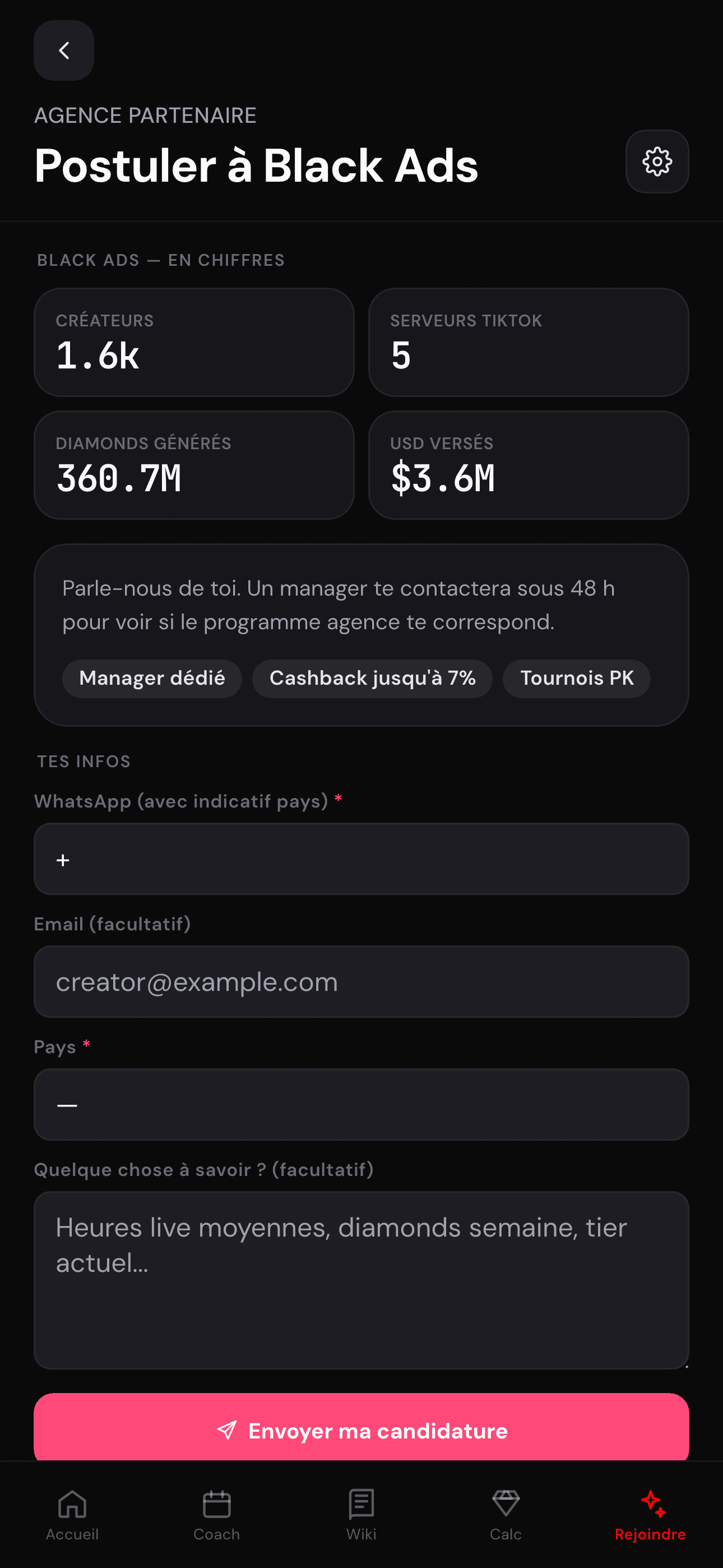 Stats agence + candidature