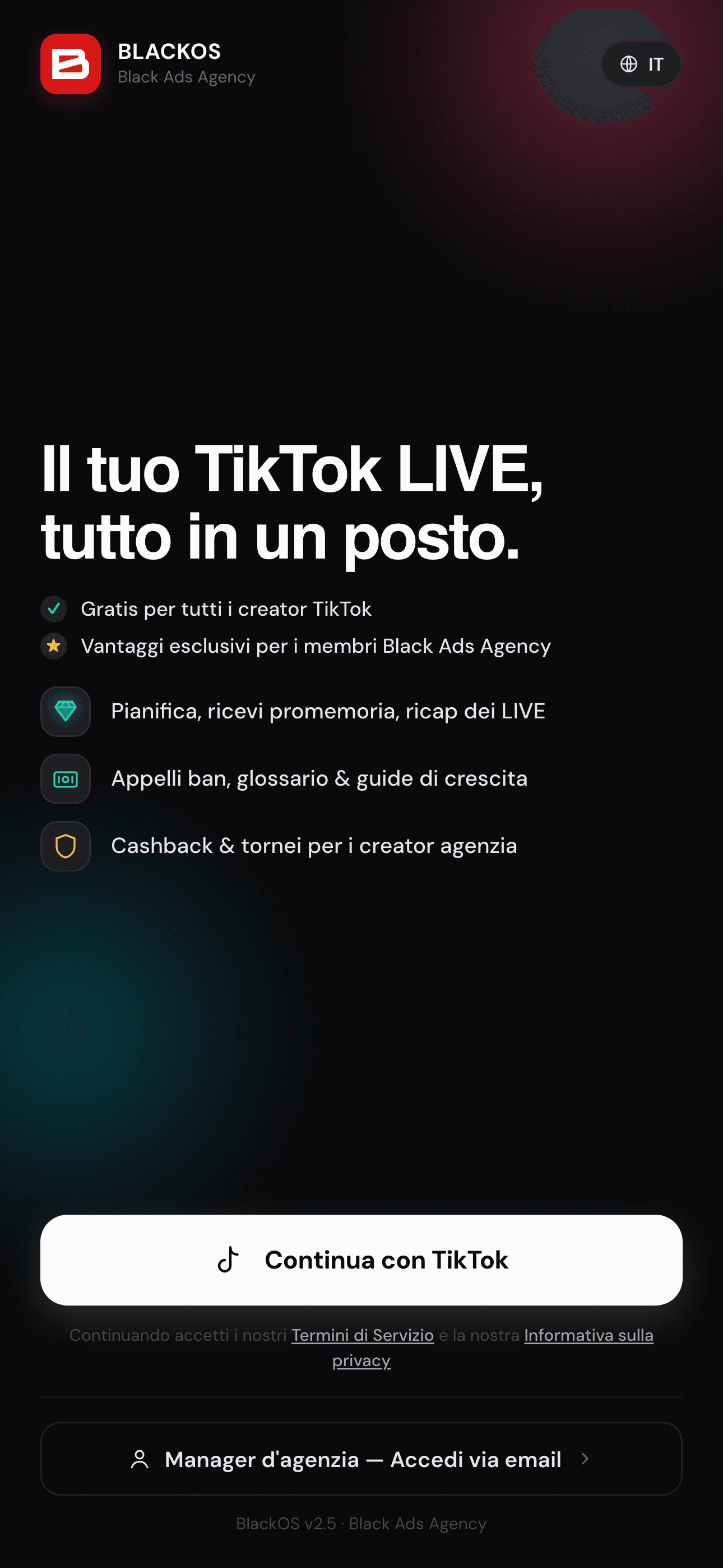 BlackOS login screen